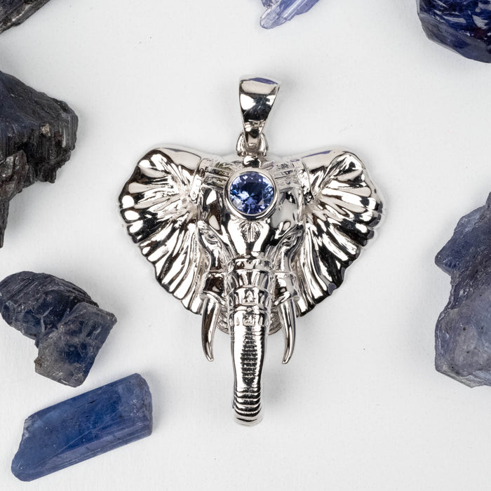 Elephant Head Tanzanite Pendant .925 Silver