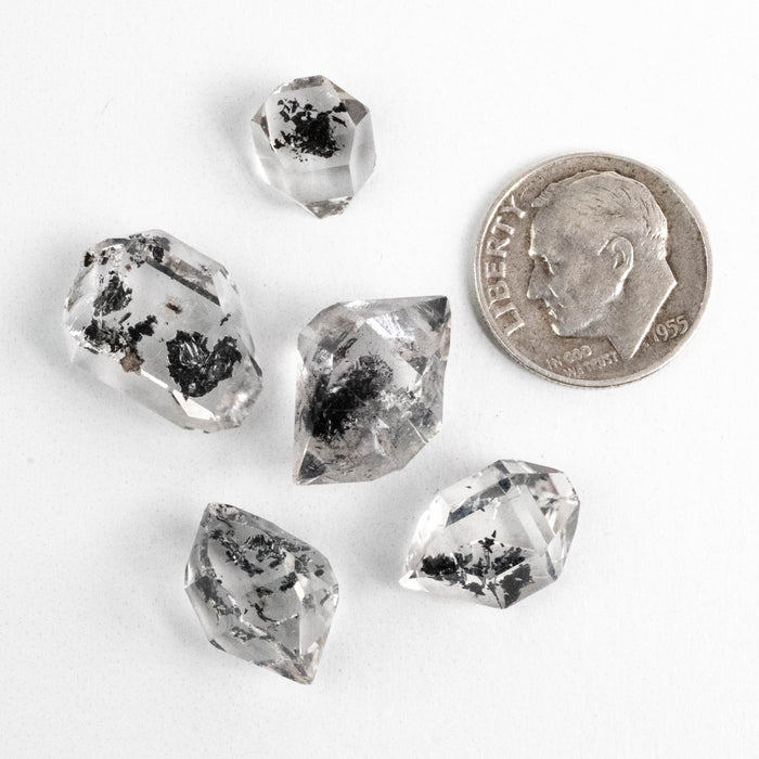 Herkimer Diamond Quartz Crystals Lot 7.25 g 10-16mm Anthraxolite inclusions