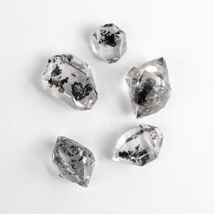 Herkimer Diamond Quartz Crystals Lot 7.25 g 10-16mm Anthraxolite inclusions