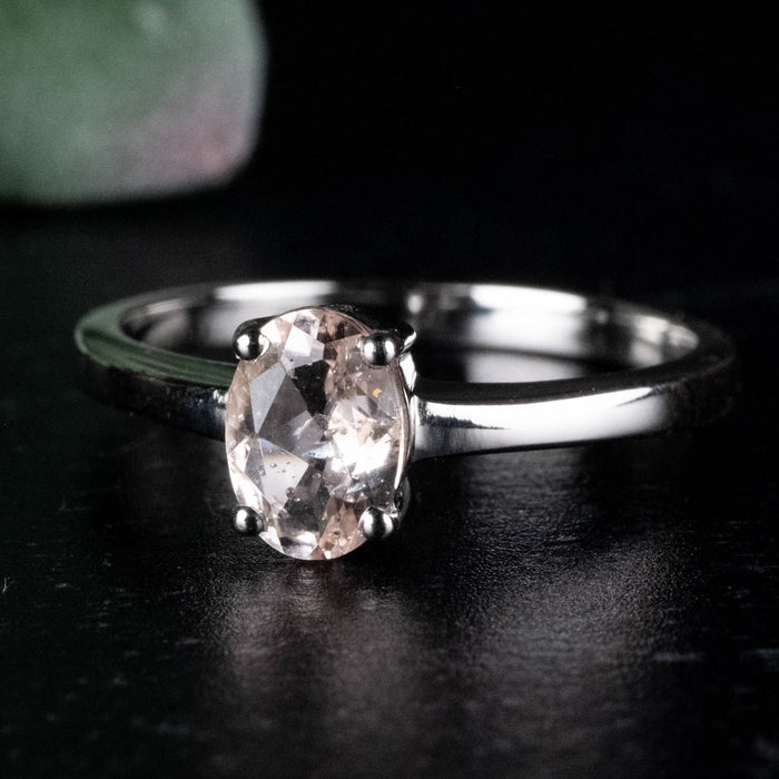 Morganite Ring 7x5mm Size 7 .925 Silver