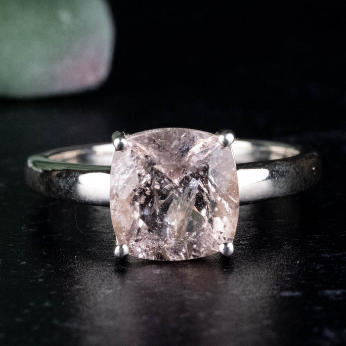 Morganite Ring 8mm Size 7 .925 Silver