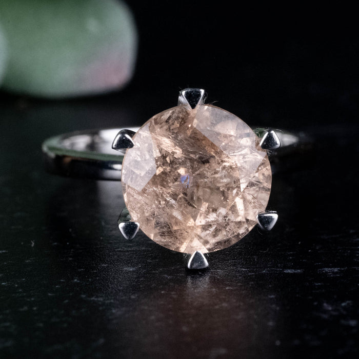 Morganite Ring 9.5mm Size 8 .925 Silver