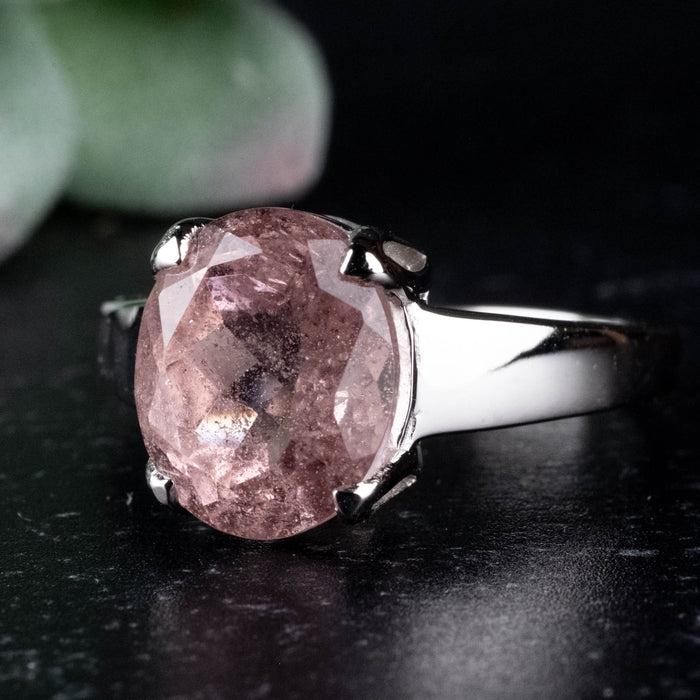 Morganite Ring 11x9mm Size 8 .925 Silver