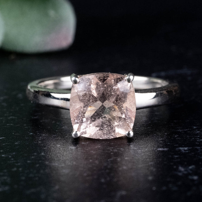 Morganite Ring 8mm Size 8 .925 Silver
