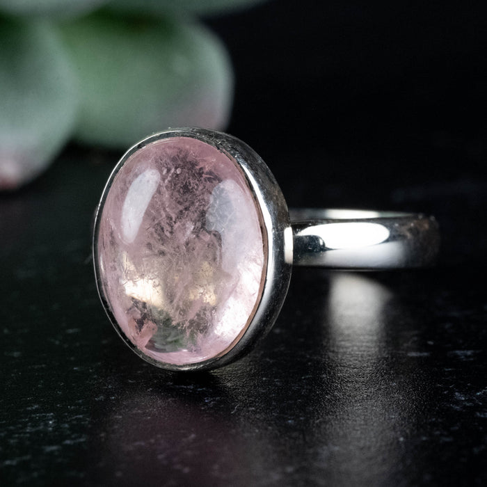 Morganite Ring 11x9mm Size 7/8 Adjustable .925 Silver