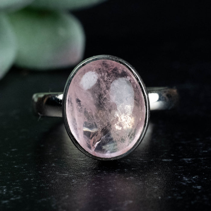 Morganite Ring 11x9mm Size 7/8 Adjustable .925 Silver