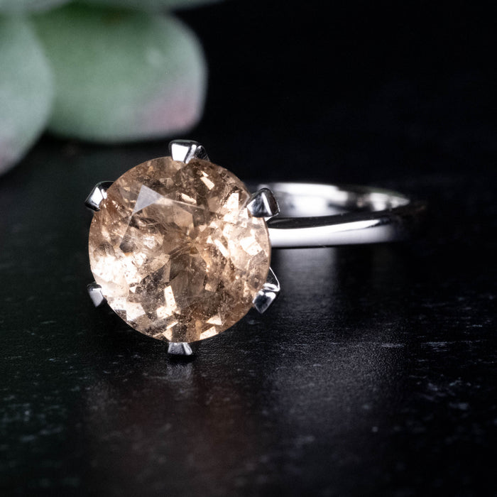 Morganite Ring 10mm Size 9 .925 Silver