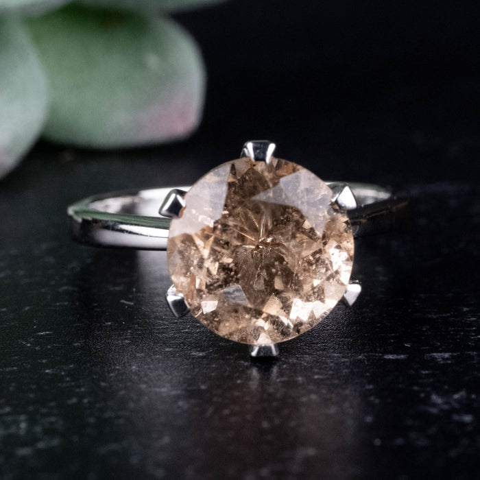 Morganite Ring 10mm Size 9 .925 Silver