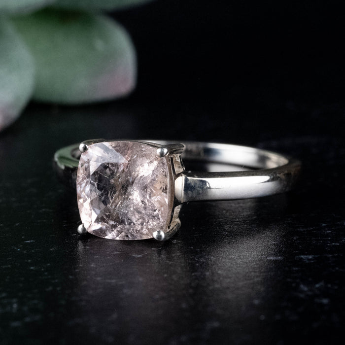 Morganite Ring 8mm Size 10 .925 Silver