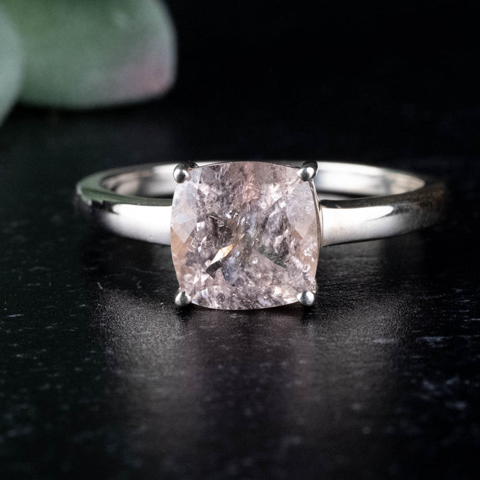 Morganite Ring 8mm Size 10 .925 Silver