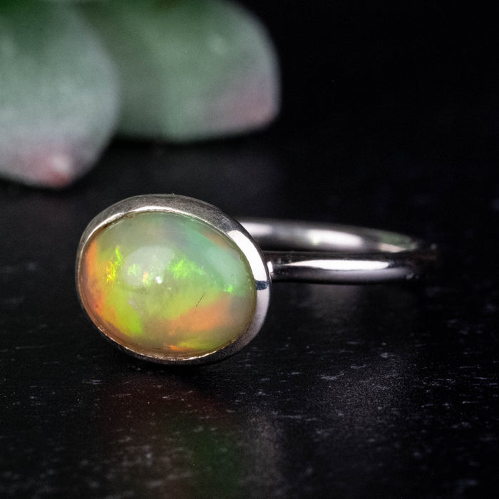 Ethiopian Opal Ring 9x7mm Size 5 .925 Silver