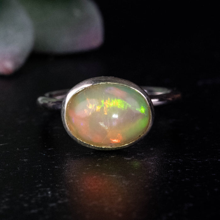 Ethiopian Opal Ring 9x7mm Size 5 .925 Silver