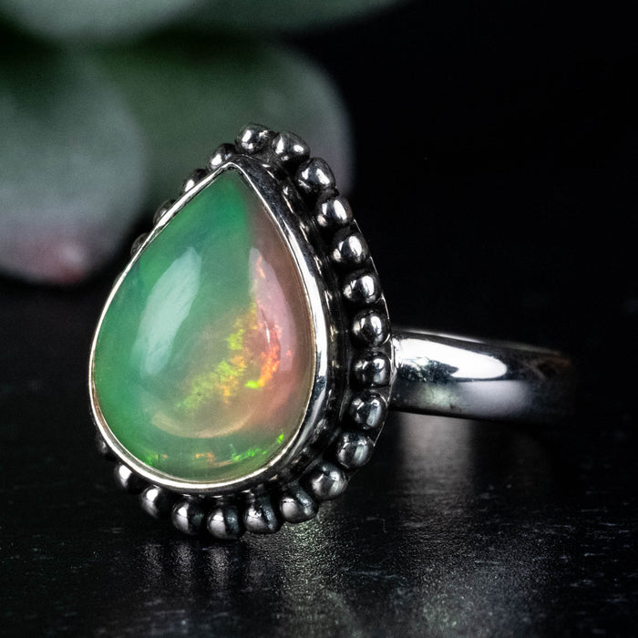 Ethiopian Opal Ring 13x9mm Size 6 .925 Silver