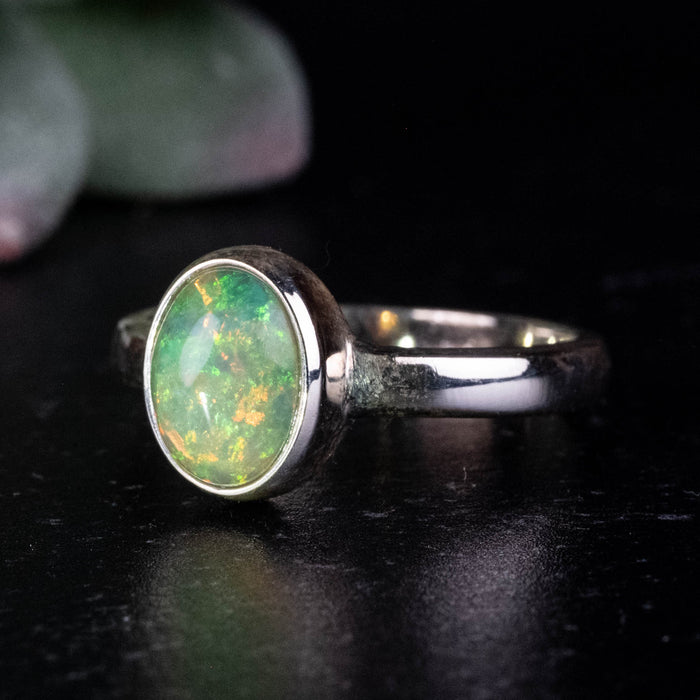 Ethiopian Opal Ring 8x6mm Size 6 .925 Silver