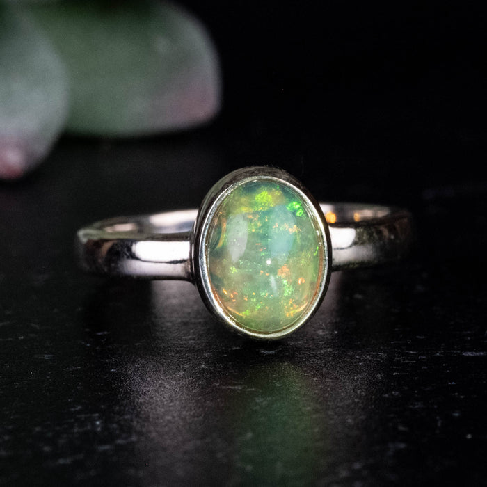 Ethiopian Opal Ring 8x6mm Size 6 .925 Silver