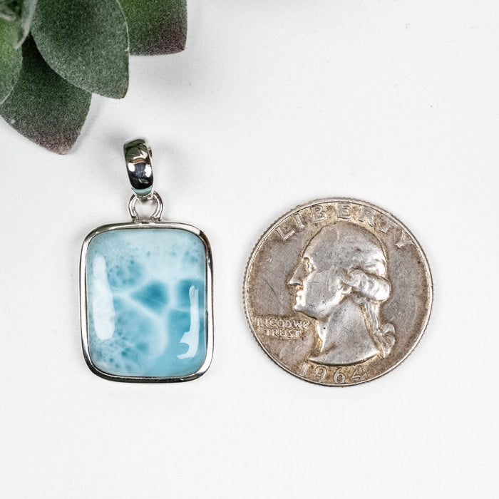 Larimar Pendant 5.34 g 32x17mm .925 Silver