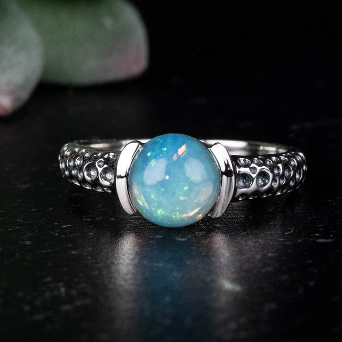 Ethiopian Opal Ring 7mm Size 7 .925 Silver