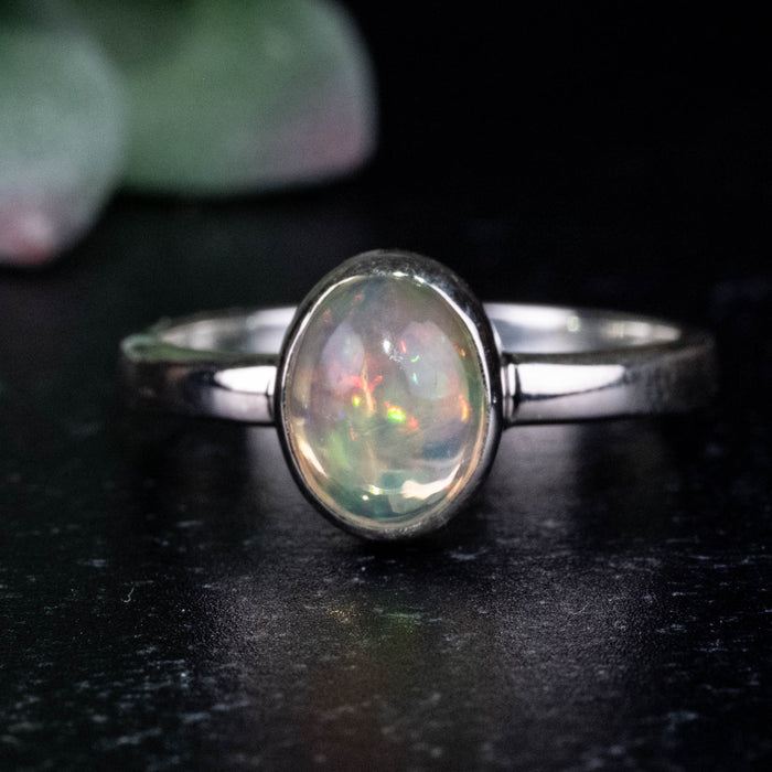 Ethiopian Opal Ring 8x6mm Size 7 .925 Silver