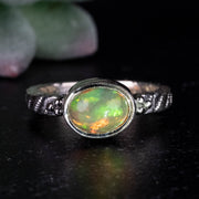 Ethiopian Opal Ring 9x7mm Size 7 .925 Silver - InnerVision Crystals