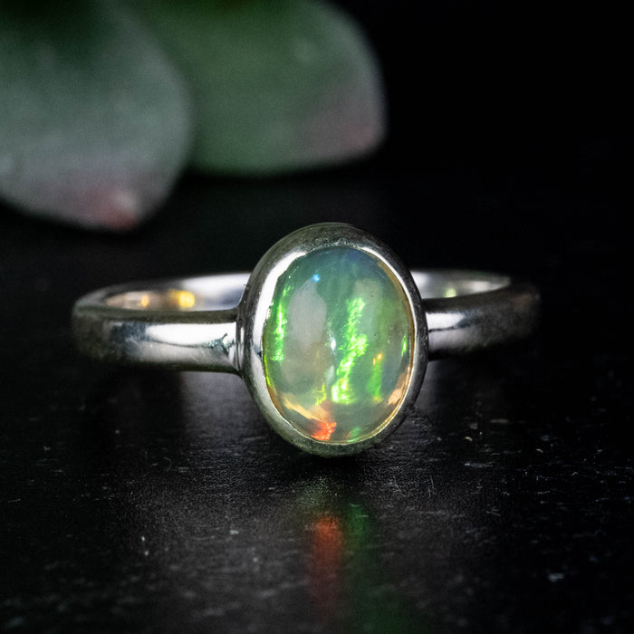 Ethiopian Opal Ring 8x6mm Size 7 .925 Silver