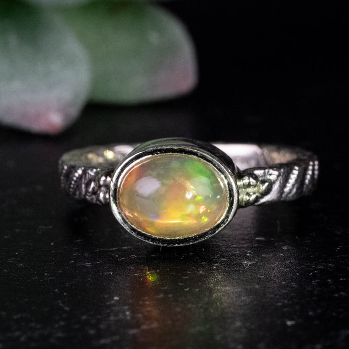 Ethiopian Opal Ring 9x7mm Size 7 .925 Silver
