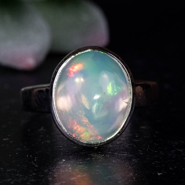 Ethiopian Opal Ring 12x10mm Size 7 .925 Silver