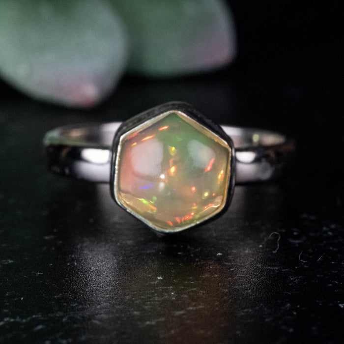 Ethiopian Opal Ring 8mm Size 7 .925 Silver