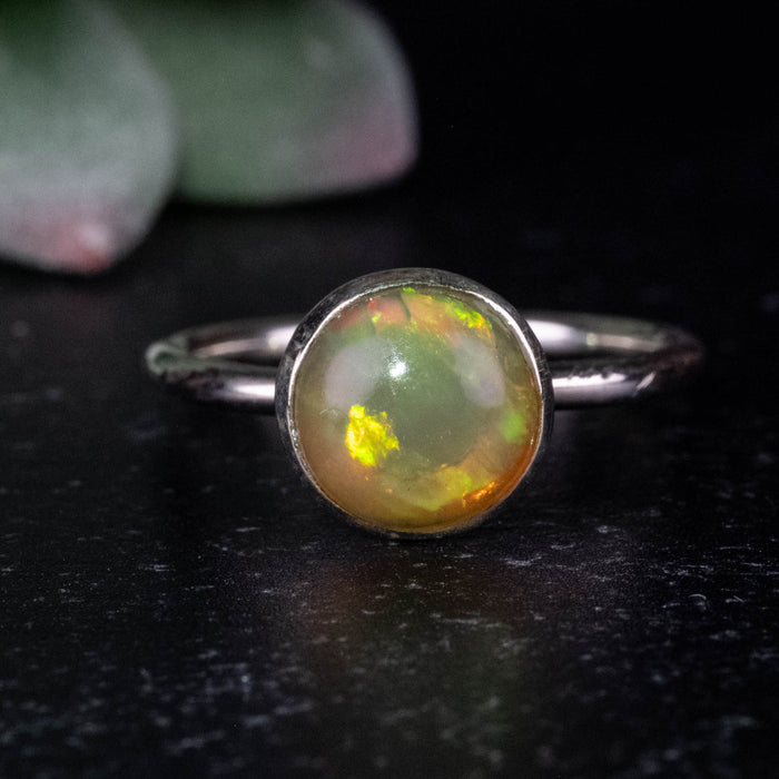 Ethiopian Opal Ring 8mm Size 7 .925 Silver