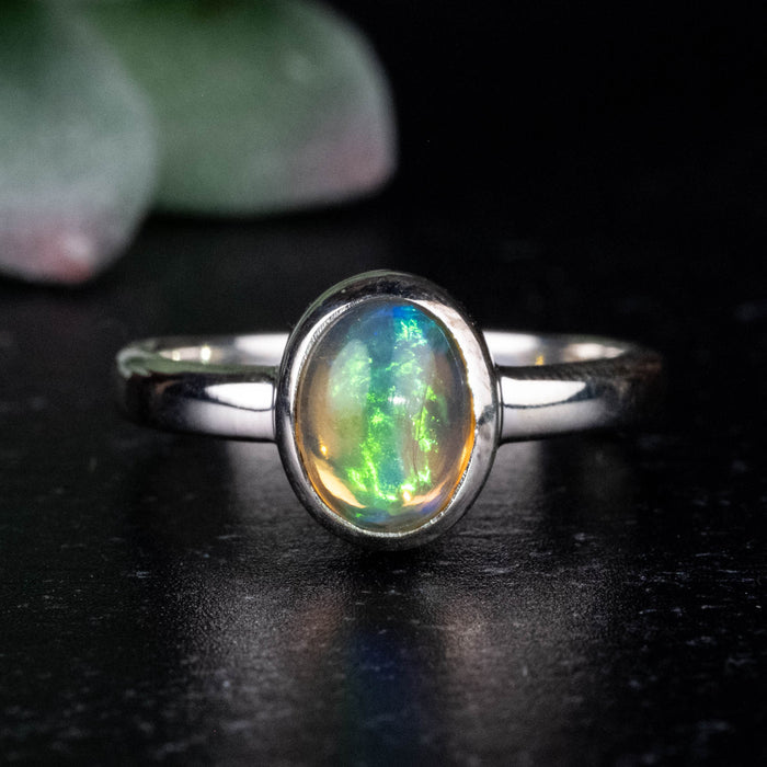 Ethiopian Opal Ring 8x6mm Size 7 .925 Silver