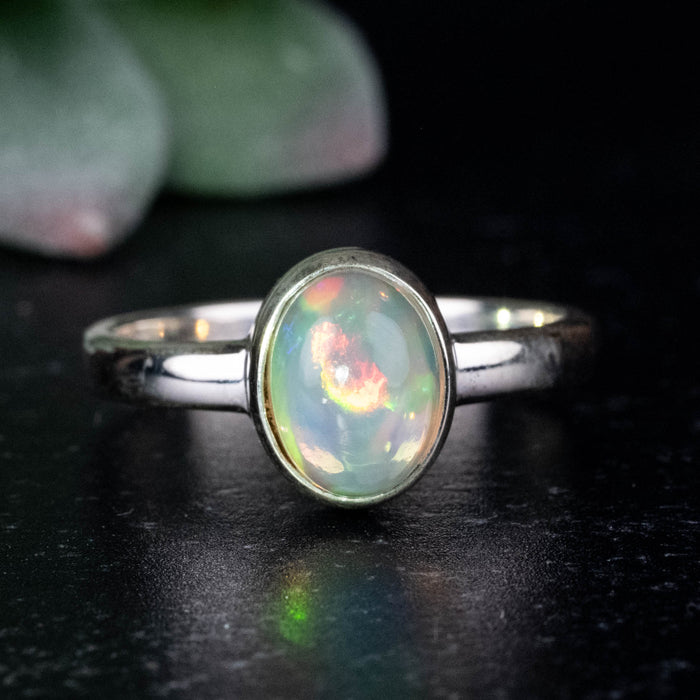 Ethiopian Opal Ring 8x6mm Size 7 .925 Silver