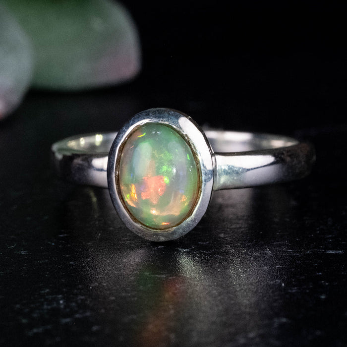 Ethiopian Opal Ring 8x6mm Size 8 .925 Silver