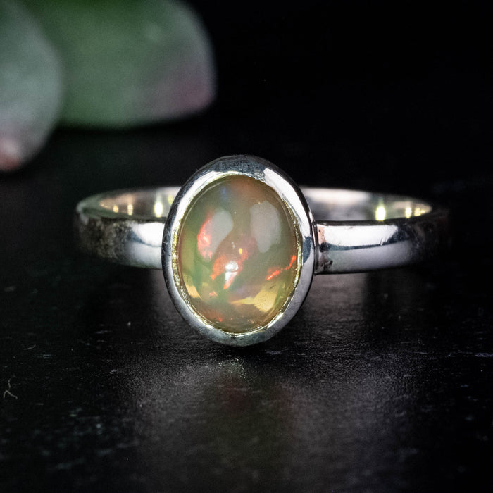 Ethiopian Opal Ring 8x6mm Size 8 .925 Silver