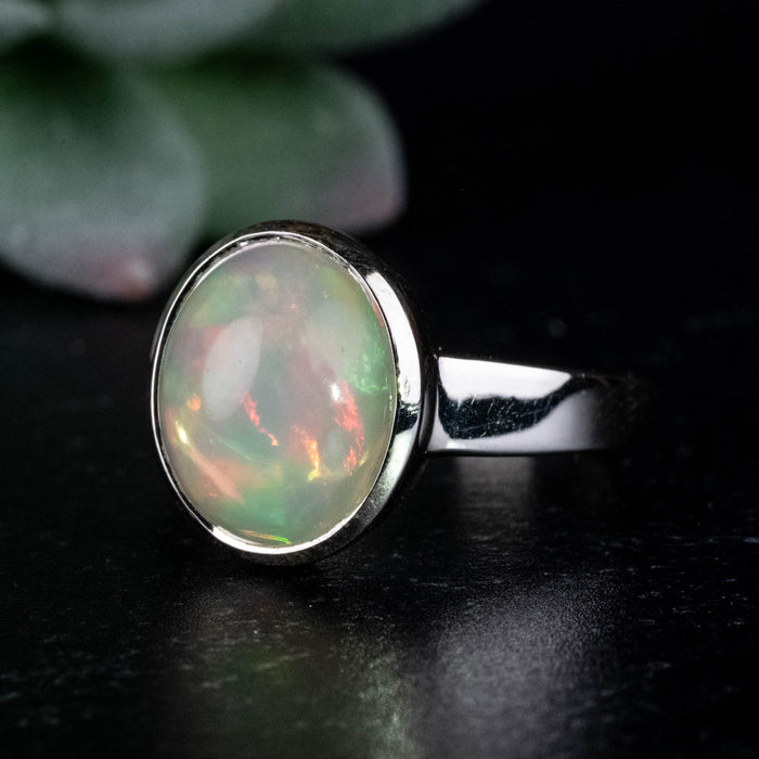 Ethiopian Opal Ring 12x10mm Size 8 .925 Silver