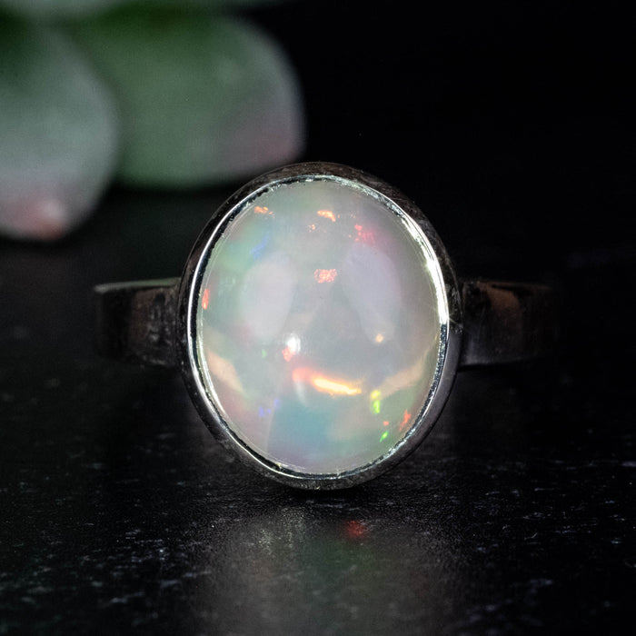 Ethiopian Opal Ring 12x10mm Size 8 .925 Silver