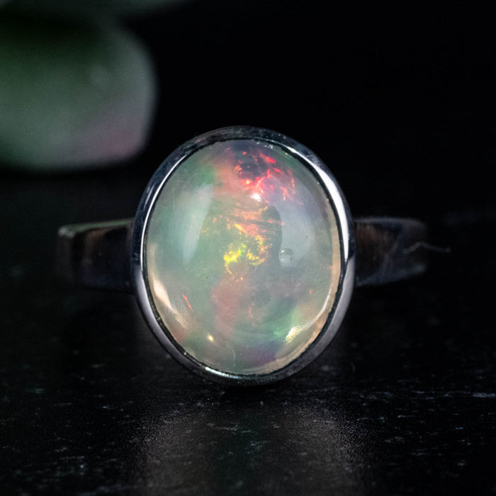 Ethiopian Opal Ring 12x10mm Size 8 .925 Silver