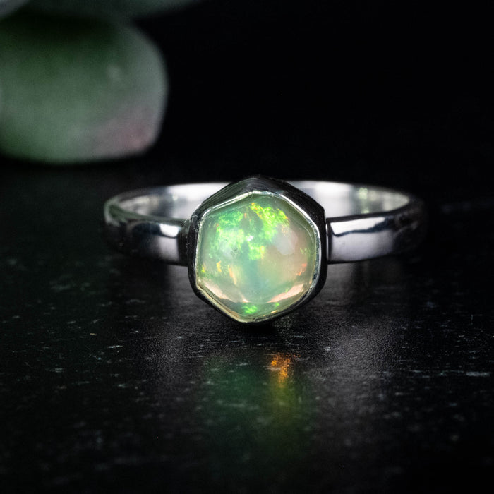 Ethiopian Opal Ring 8mm Size 8 .925 Silver