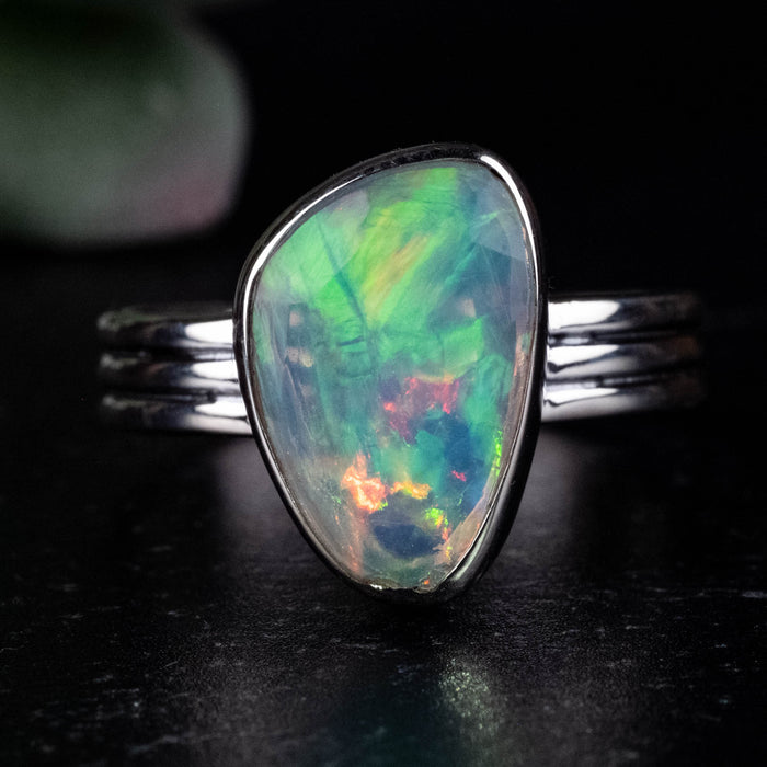 Ethiopian Opal Ring 14x9mm Size 9 .925 Silver