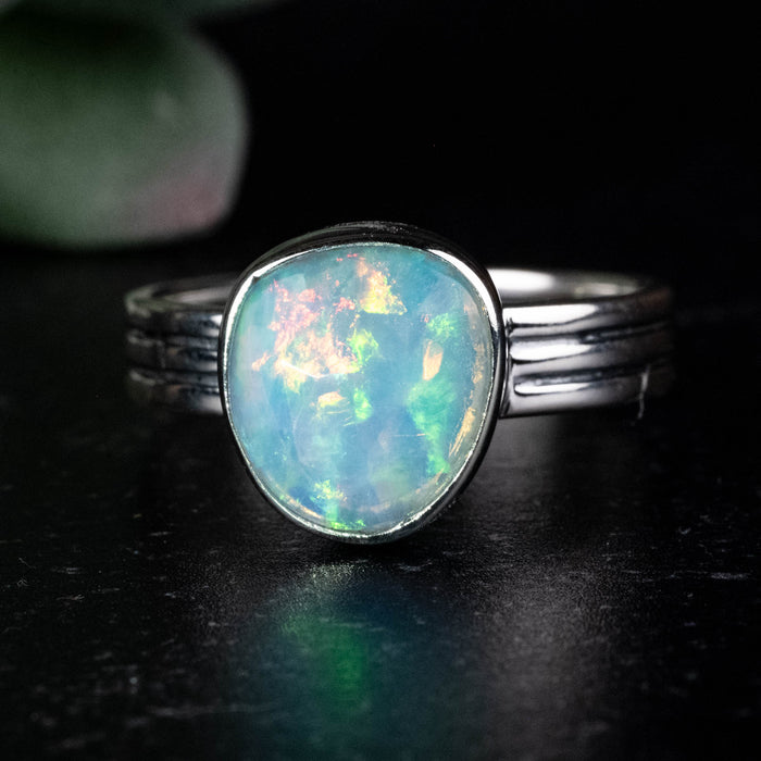 Ethiopian Opal Ring 10x9mm Size 9 .925 Silver