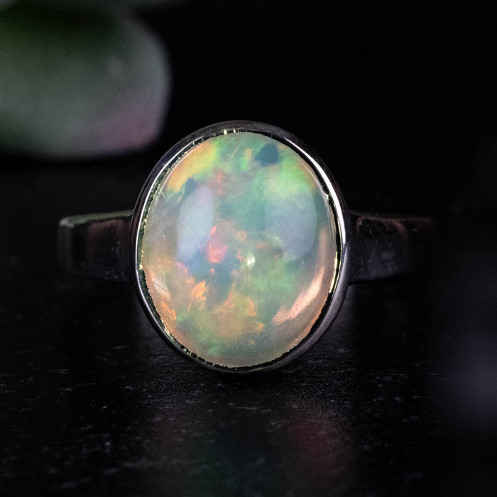 Ethiopian Opal Ring 12x10mm Size 9 .925 Silver