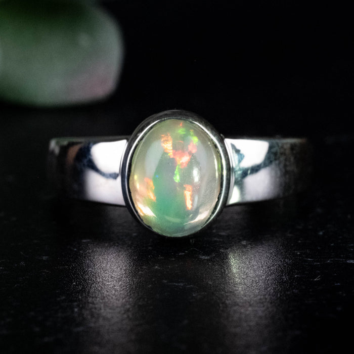 Ethiopian Opal Ring 9x7mm Size 9 .925 Silver