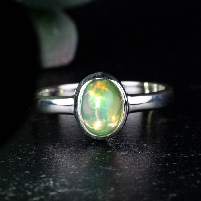 Ethiopian Opal Ring 8x6mm Size 9 .925 Silver