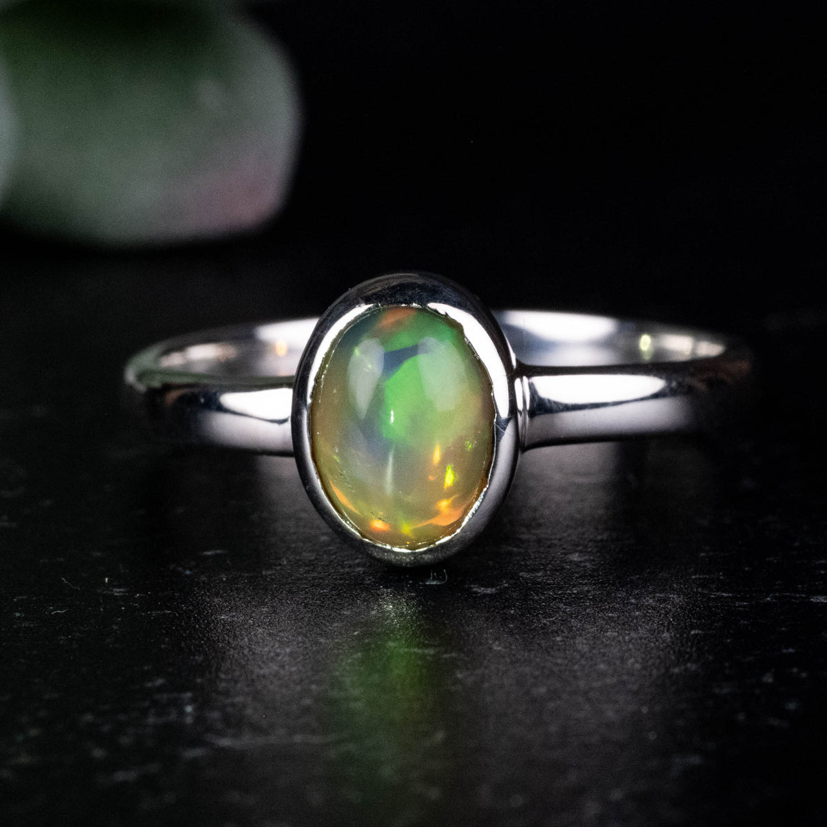 Ethiopian Opal Ring 8x6mm Size 10 .925 Silver — InnerVision Crystals