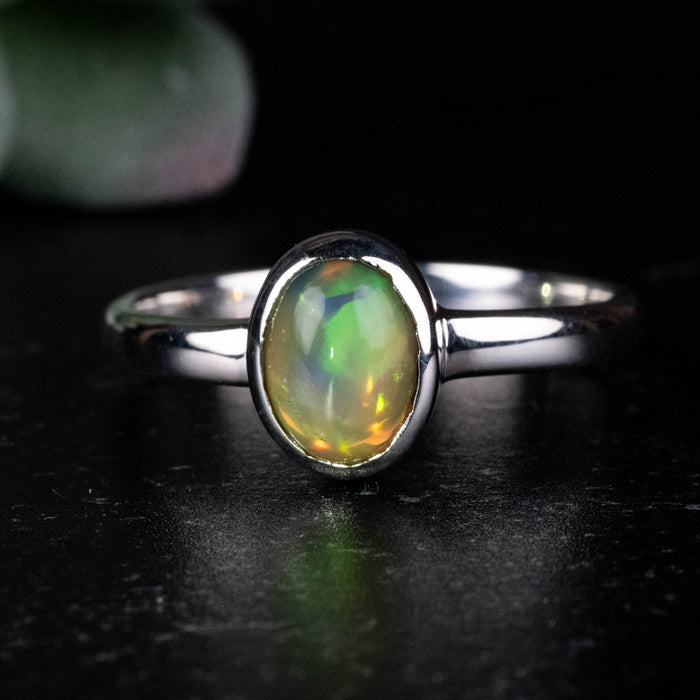 Ethiopian Opal Ring 8x6mm Size 10 .925 Silver
