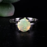 Ethiopian Opal Ring 8mm Size 8 .925 Silver - InnerVision Crystals