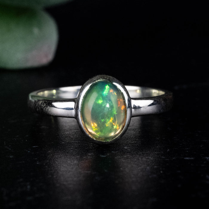 Ethiopian Opal Ring 8x6mm Size 8 .925 Silver