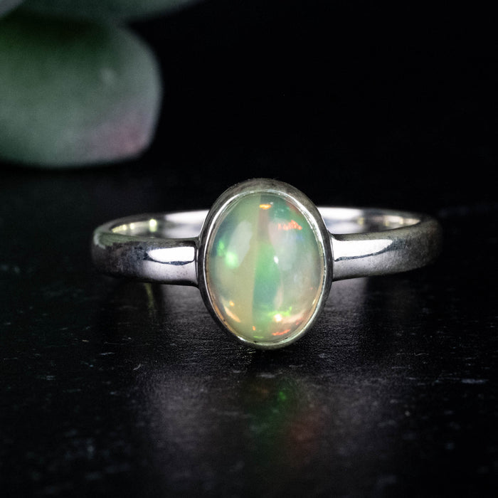 Ethiopian Opal Ring 8x6mm Size 8 .925 Silver