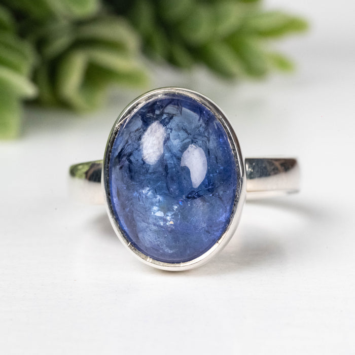 Tanzanite Ring 12x9mm Size 7 Adjustable .925 Silver
