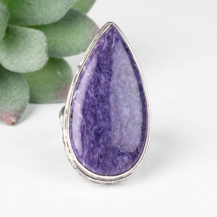 Charoite Ring 32x16mm Size 8 .925 Silver