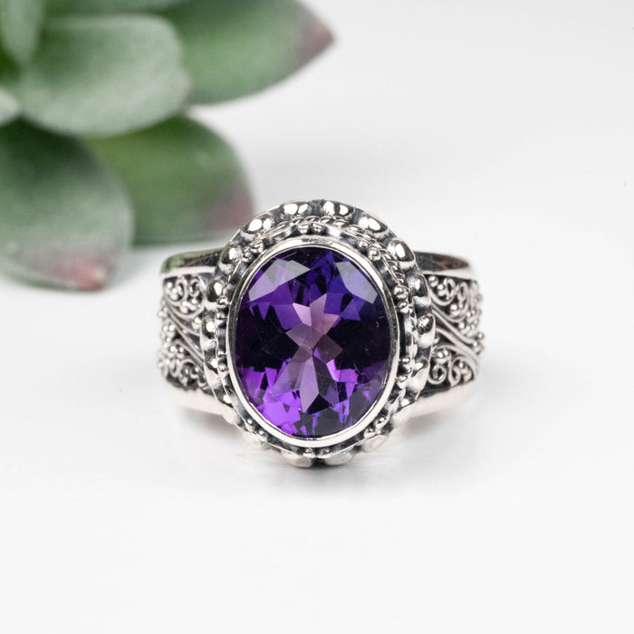 Amethyst Ring 11x9mm Size 8 .925 Silver