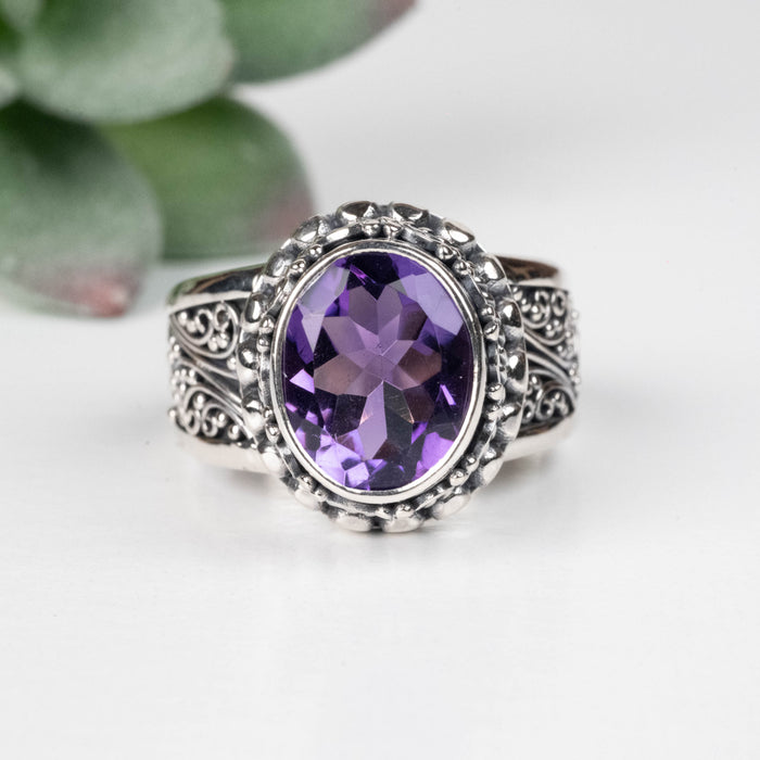Amethyst Ring 11x9mm Size 8 .925 Silver